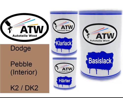 Dodge, Pebble (Interior), K2 / DK2: 500ml Lackdose + 500ml Klarlack + 250ml Härter - Set, von ATW Autoteile West.